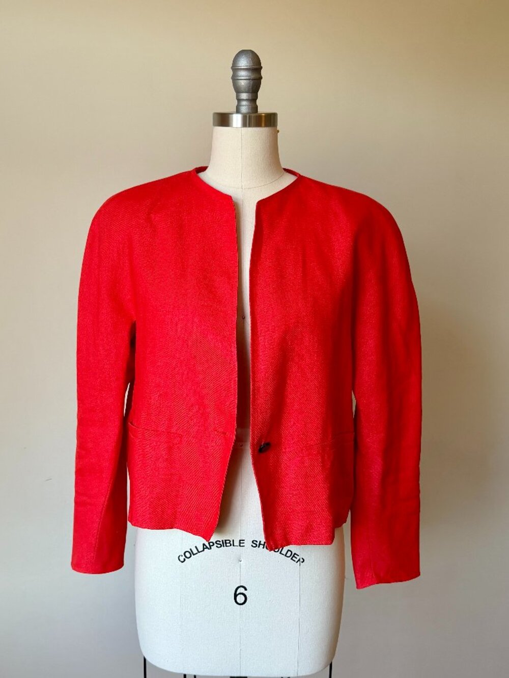 Max Mara Vintage Linen Blazer | Red Orange Jacket Size 8 | Made in Italy | 80s